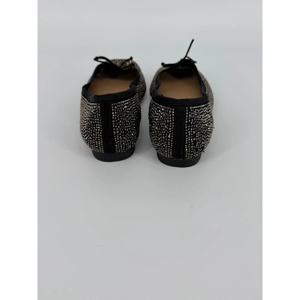 Torrid Black Rhinestone Bow Ballet Flats Studded Wide Width Shoes Size 6.5W